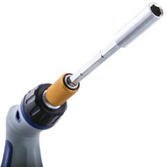 Отвертка реверсивная КОБАЛЬТ Ultra Grip пистолетная, телескопическая,  с набором бит и торцевых голо