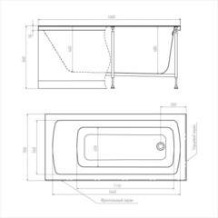 Ванна акриловая прямоугольная Alex Baitler Garda  160*70 с ножками
