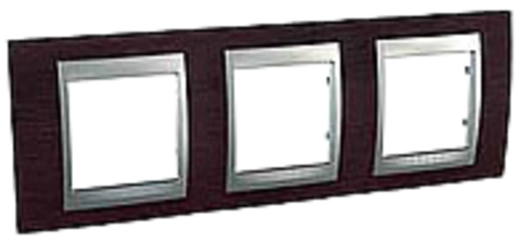 Рамка на 3 поста. Цвет Венге-алюминий. Schneider electric Unica Top. MGU66.006.0M3