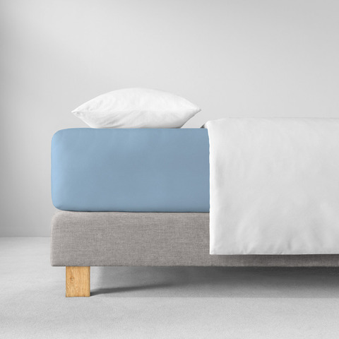 Простыня на резинке 150x200 Estella 160 hellblau светло-синяя