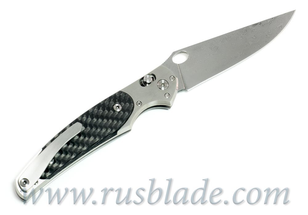 Cheburkov Raven Damascus Titanium CF Folding Knife - фотография 