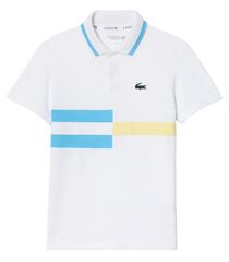 Детская теннисная футболка Lacoste Striped Ultra-Dry Pique Tennis Polo Shirt - white/blue/yellow