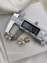 Накладки на пуговицы золотистые с жемчугом (клипсы)
