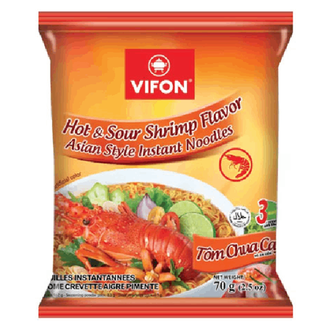 Лапша кисло-острая с креветкой Vifon Hot&Sour Shrimp Flavor Asian Style Instant Noodle, 70 гр