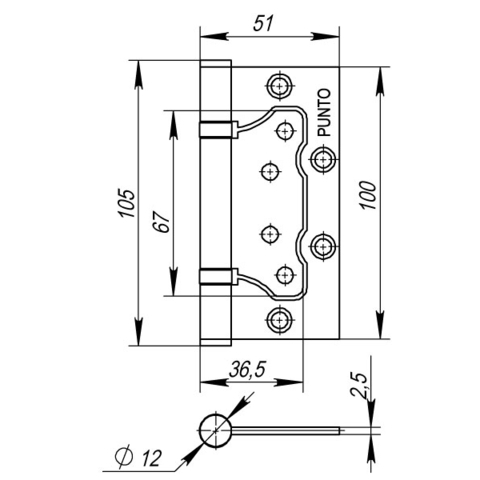 Петля универсальная без врезки 200-2B 100x2,5 AB (бронза)