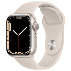 Apple Watch Series 7  GPS, 45 mm Starlight Aluminium Case with Starlight Sport Band - Regular (MKN63GK/A)