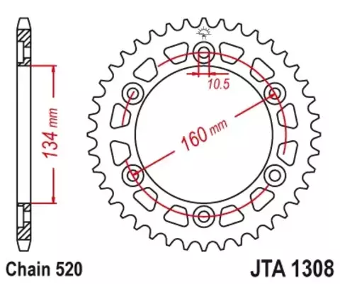 Звезда ведомая алюминиевая JTA1308 46BLK