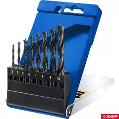 ЗУБР 8 шт: (3-4-5-6-7-8-9-10 мм), М-образная заточка, набор спиральных сверл по дереву, Профессионал (29421-H8)