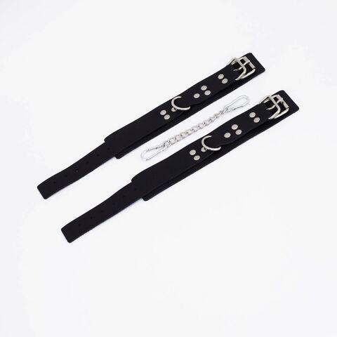 Черные кожаные оковы с регулируемыми ремешками - Crazy Handmade CH-2562