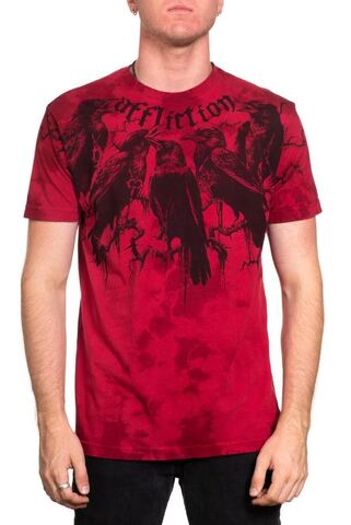 Affliction | Футболка мужская Crows Tee DIRTY RED TEA STAIN A25884DR перед