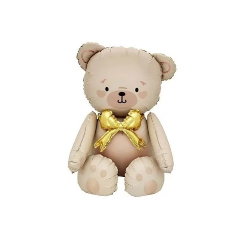 Ходячая фигура Мишка бежевый бант золотой