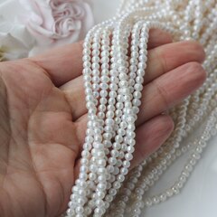 Жемчуг натуральный речной, круглый, 3-4 мм, 1 нить, Ж003