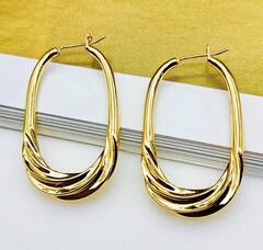 62177 - Серьги-конго овальные витые в стиле CELINE