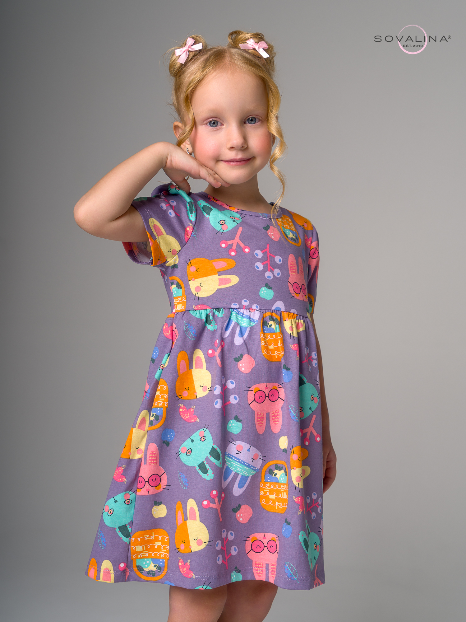 Платье Аленка к/р SG черничные зайки