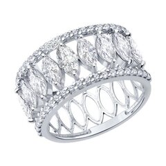 Кольцо-дорожка из серебра 925 пробы с фианитами в огранке маркиз