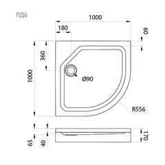 Поддон душевой 100х100 низкий