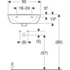 Раковина Geberit Renova: Белый, B=50см, H=17.3см, T=40см, Отверстие под смеситель=По центру, Перелив=На виду