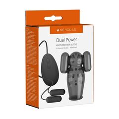 Черная вибронасадка для мастурбации Dual Power Masturbation Sleeve - 