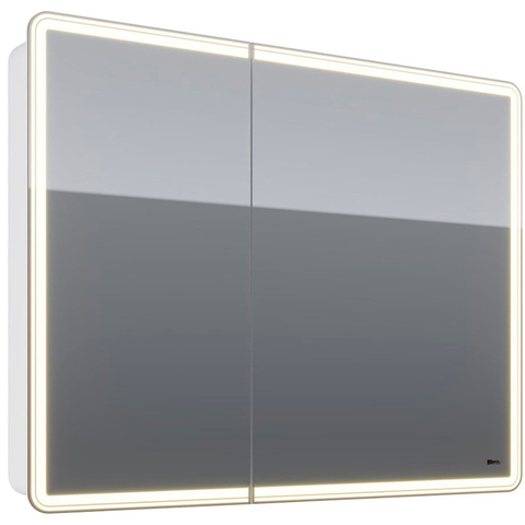 Lemark LM100ZS-E ELEMENT Шкаф зеркальный 100х80 см 2-х дверный, с подсветкой, с розеткой, цвет корпуса: Белый