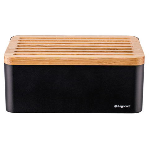 Хлебница с крышкой-доской 40х20.5х17.5см Legnoart Crispy черная