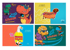 Альбом для рисования А4, 24 листа, на скрепке, ассорти