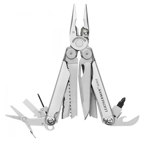 Мультитул Leatherman Wave 100 mm, 17 функций, серебристый (832551)