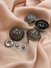 Установочные кнопки герб состаренное серебро / комплект с шляпкой и кнопками