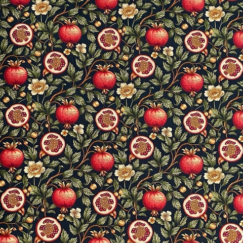 В ПУТИ, ГРАНАТ НА ЧЕРНОМ, 100% хлопок, ширина 110 см