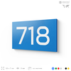 Номер на дверь 718, табличка на дверь для офиса, квартиры, кабинета, аудитории, склада, голубая 120х70 мм, Айдентика Технолоджи
