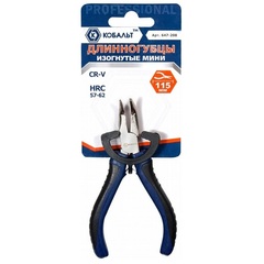 Длинногубцы КОБАЛЬТ изогнутые мини 115 мм, CR-V (647-208)