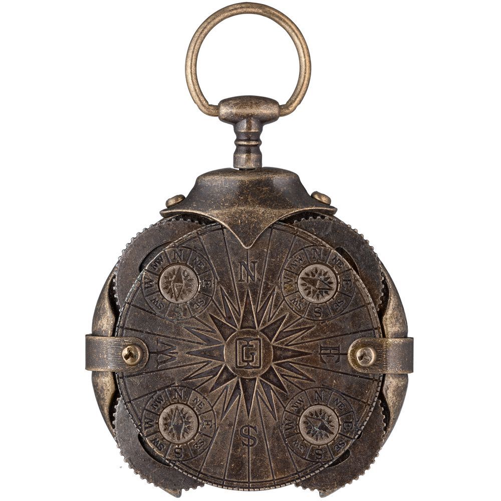 Cryptex Round Lock Kompass, USB-Stick in Antique Gold