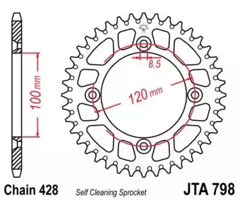 Звезда ведомая алюминиевая JTA798 49BLK