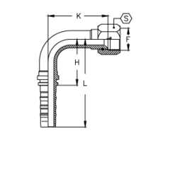 Фитинг DN 20 JIC (Г) 1.1/16 (90) CS удлинен. К=96 TIEFFE