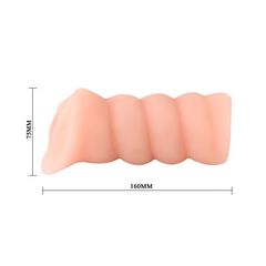Мастурбатор-вагина с вибрацией и углублениями под пальцы - 16 см. - 