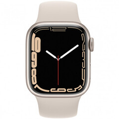 Apple Watch Series 7  GPS, 45 mm Starlight Aluminium Case with Starlight Sport Band - Regular (MKN63GK/A)