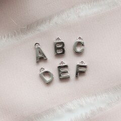 Подвески буквы A, B, C, D, E, F, родий, 8 мм, 1 шт, П753, П754, П755, П756, П757, П758