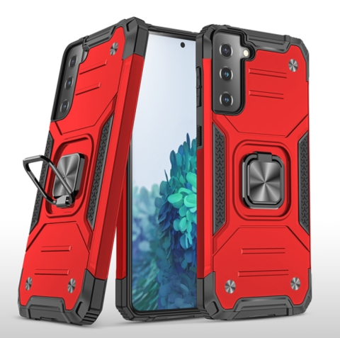 Противоударный чехол Strong Armour Case с кольцом для Samsung Galaxy S21 Plus (Красный)