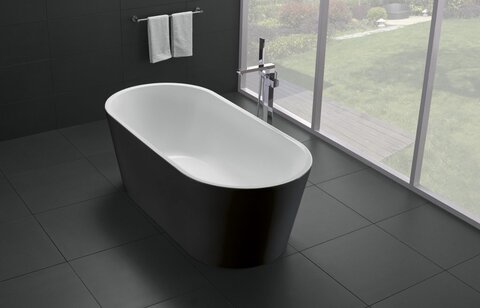 BelBagno BB71-1700-NERO-W0 Отдельностоящая, овальная акриловая ванна в комплекте со сливом (донным клапаном) цвета хром, без перелива 1700x800x600