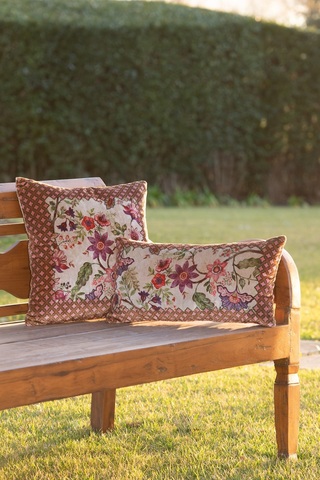 Подушка декоративная 50х50 Frati Home Floral Beige бежевый с красным