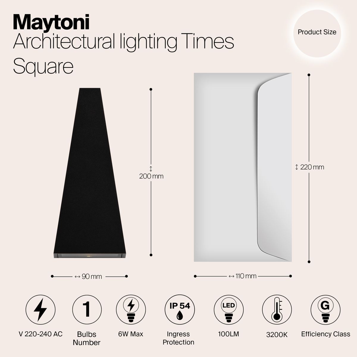 Уличный настенный светодиодный светильник Maytoni Times Square O580WL-L6B