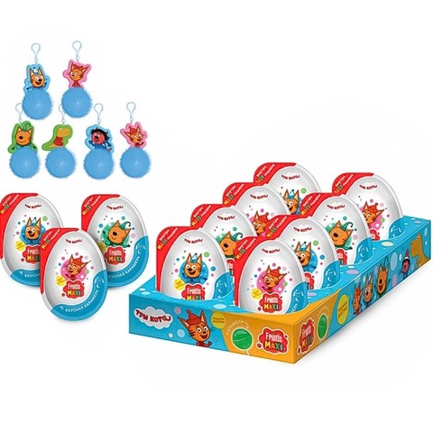 ТРИ КОТА ЗИМНИЕ КАНИКУЛЫ FRUITLS MAXI Карамель в пластиковом яйце с подарком 1кор*6бл*8шт, 11гр