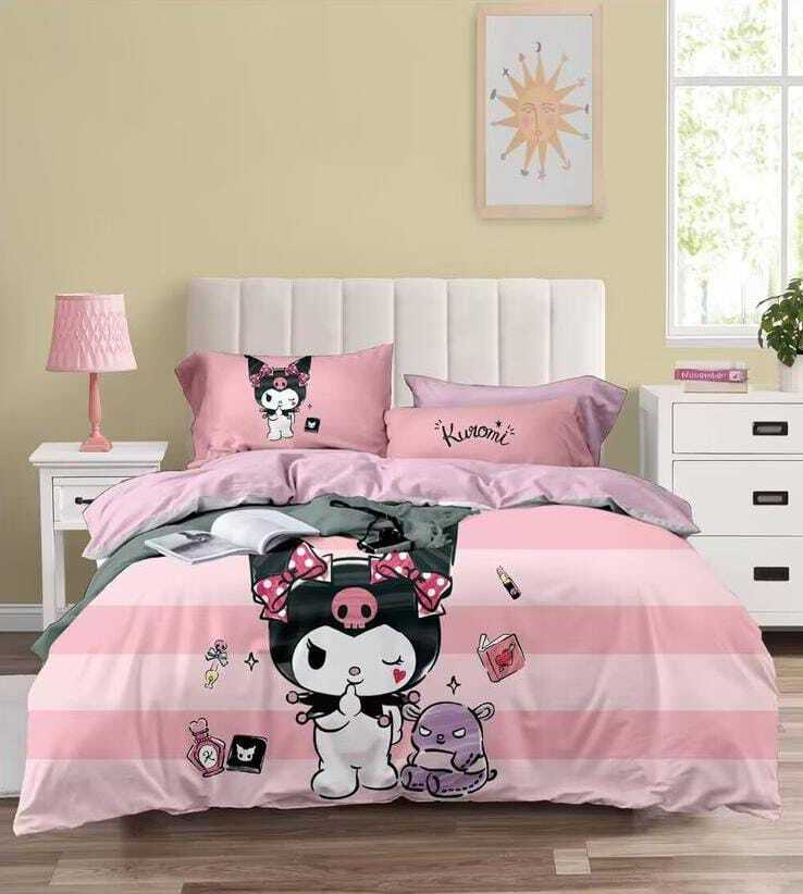 Комплект Полуторка Котик полоска Роз