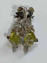 Кварц лимон (серьги из серебра)