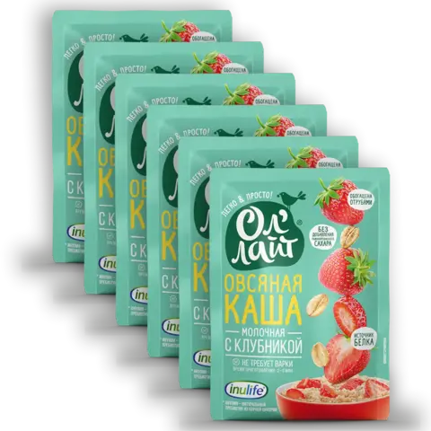 Молочная овсяная каша с клубникой 'Ол'лайт', 240г 🔸 6 шт х 40г