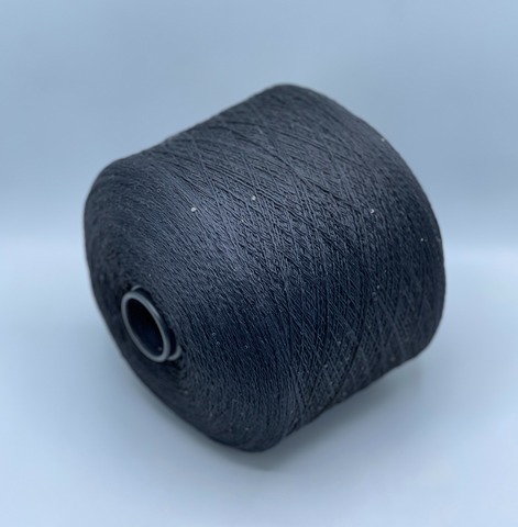 Бобинная пряжа, Linette Pailletes, 450м, 80% Лен, 20% Полиэстер(пайетка), Черный+пайетка(в тон).37702