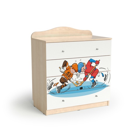 Комод МАМА "Хоккей", Шимо светлый/Белый