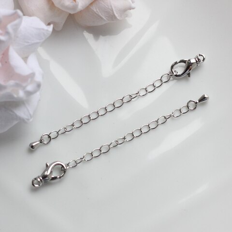 Замок карабин с цепочкой-удлинителем 16*8 мм, родий З042