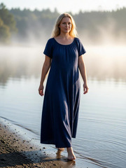 Акулина. Платье льняное женское с вышивкой на спинке PL-422618