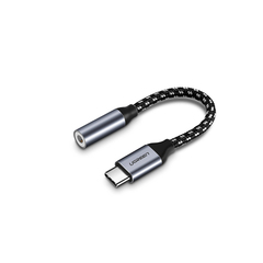 Кабель UGREEN AV142 USB-C to 3.5mm Female Cable, 10 см, серый