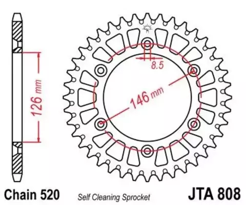 Звезда ведомая алюминиевая JTA808 47BLK